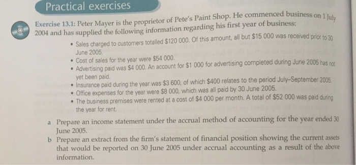  How to finish Exercise 13.1? Practical exercises Exercise 13.1: Peter Mayer