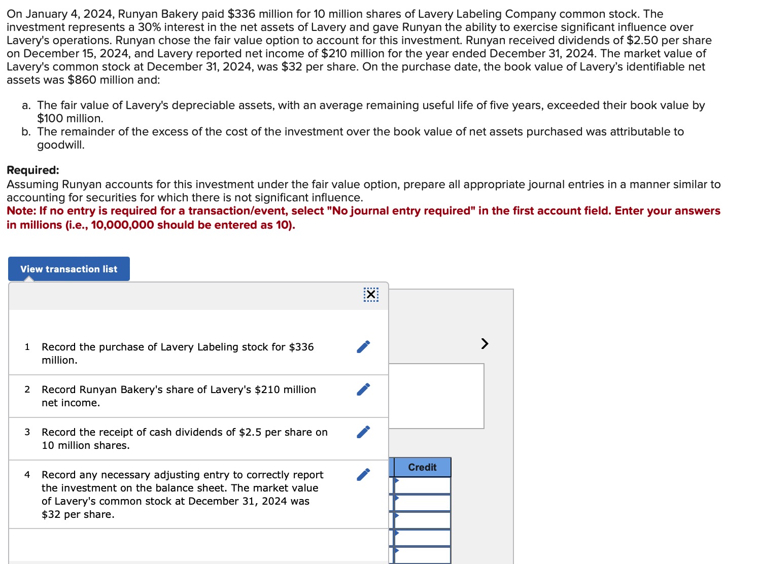  On January 4,2024, Runyan Bakery paid $336 million for 10 million