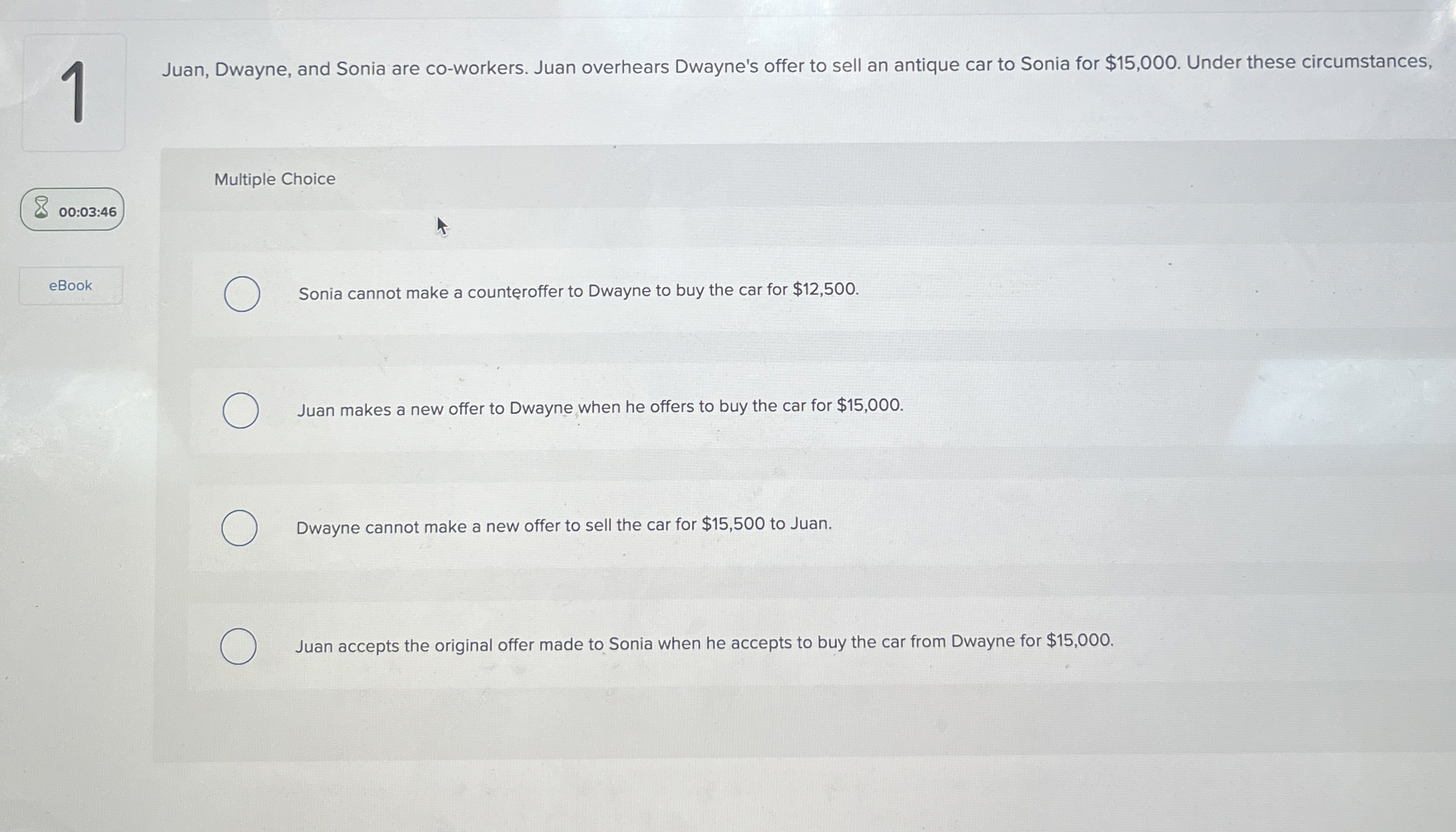  A valid offer includes: Multiple Choice preliminary negotiations and advertisements. vague