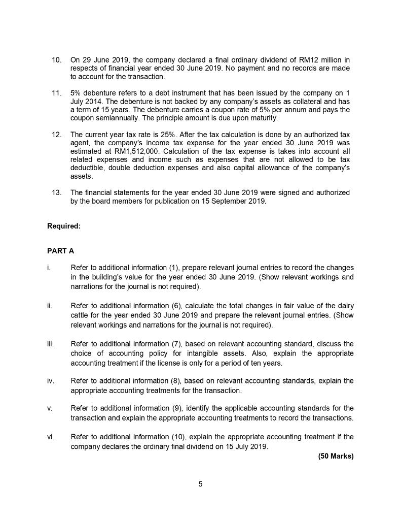 30 JUNE 2019 iii) NOTE OF PROPERTY PLANT AND EQUIPMENT FOR THE