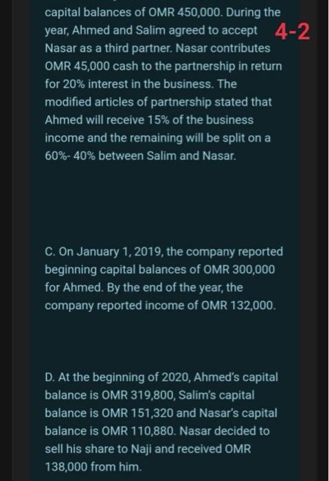 record the transactions using goodwill method. Show your calculations. Ahmed and Salim