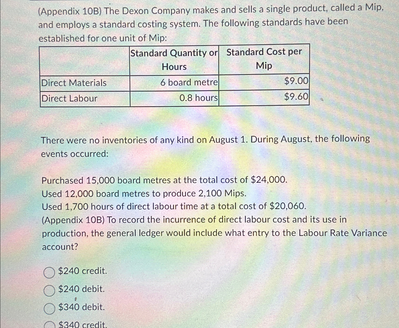  (Appendix 10B) The Dexon Company makes and sells a single product,