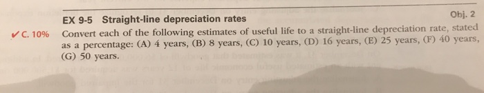 Obj. 2 ed EX 9-5 Straight-line depreciation rates Convert each of