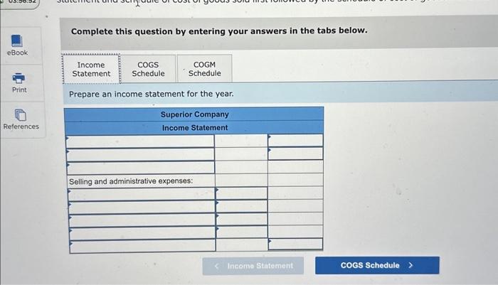 schedule. Complete this question by entering your answers in the tabs below.