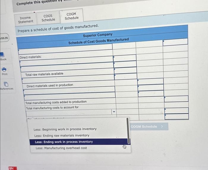 following data for the year ended December 31 (all raw materials are