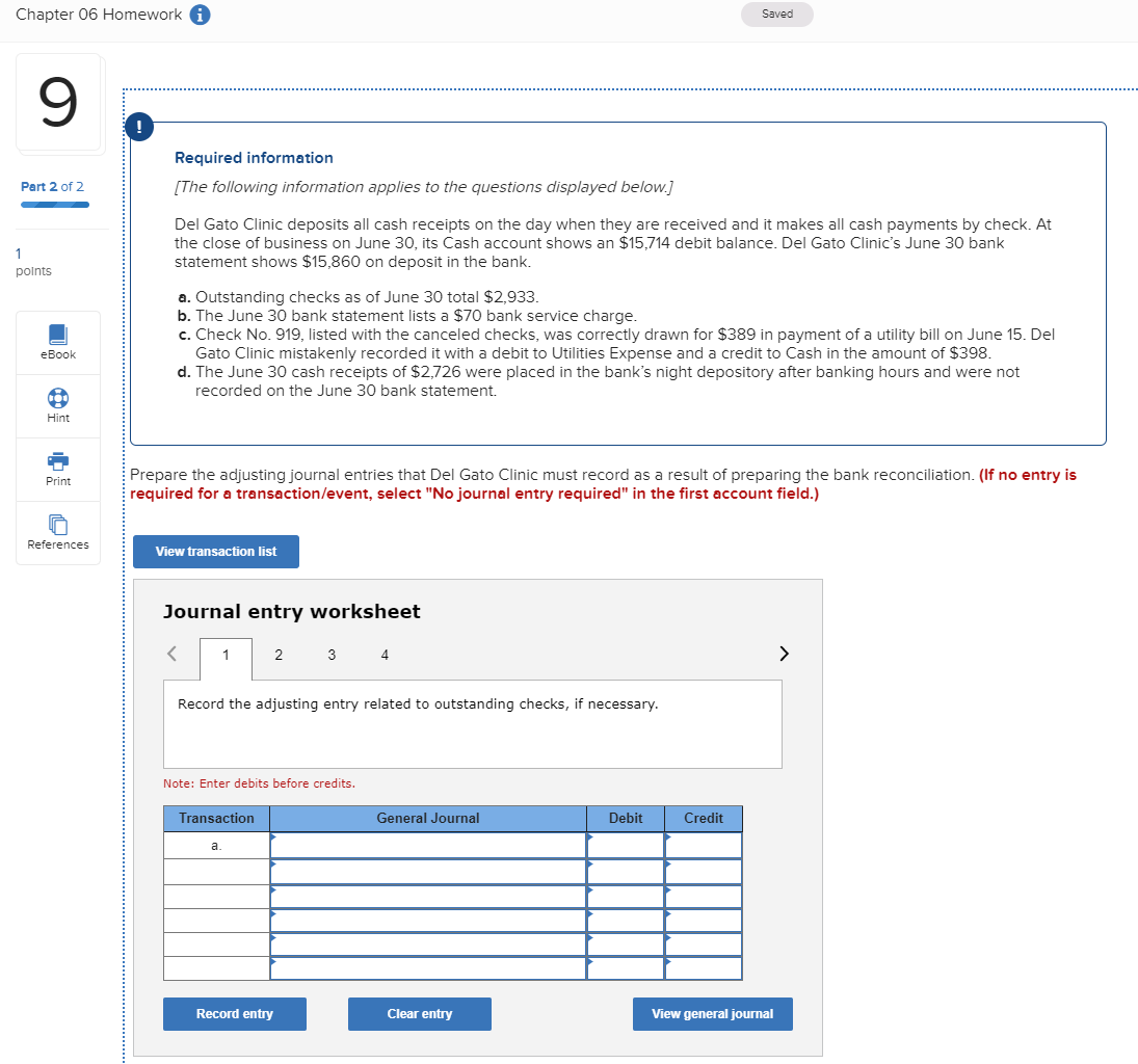 Required information [The following information applies to the questions displayed below.) Part