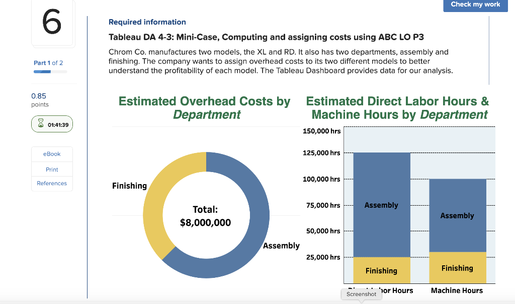 Check my work Required information Tableau DA 4-3: Mini-Case, Computing and