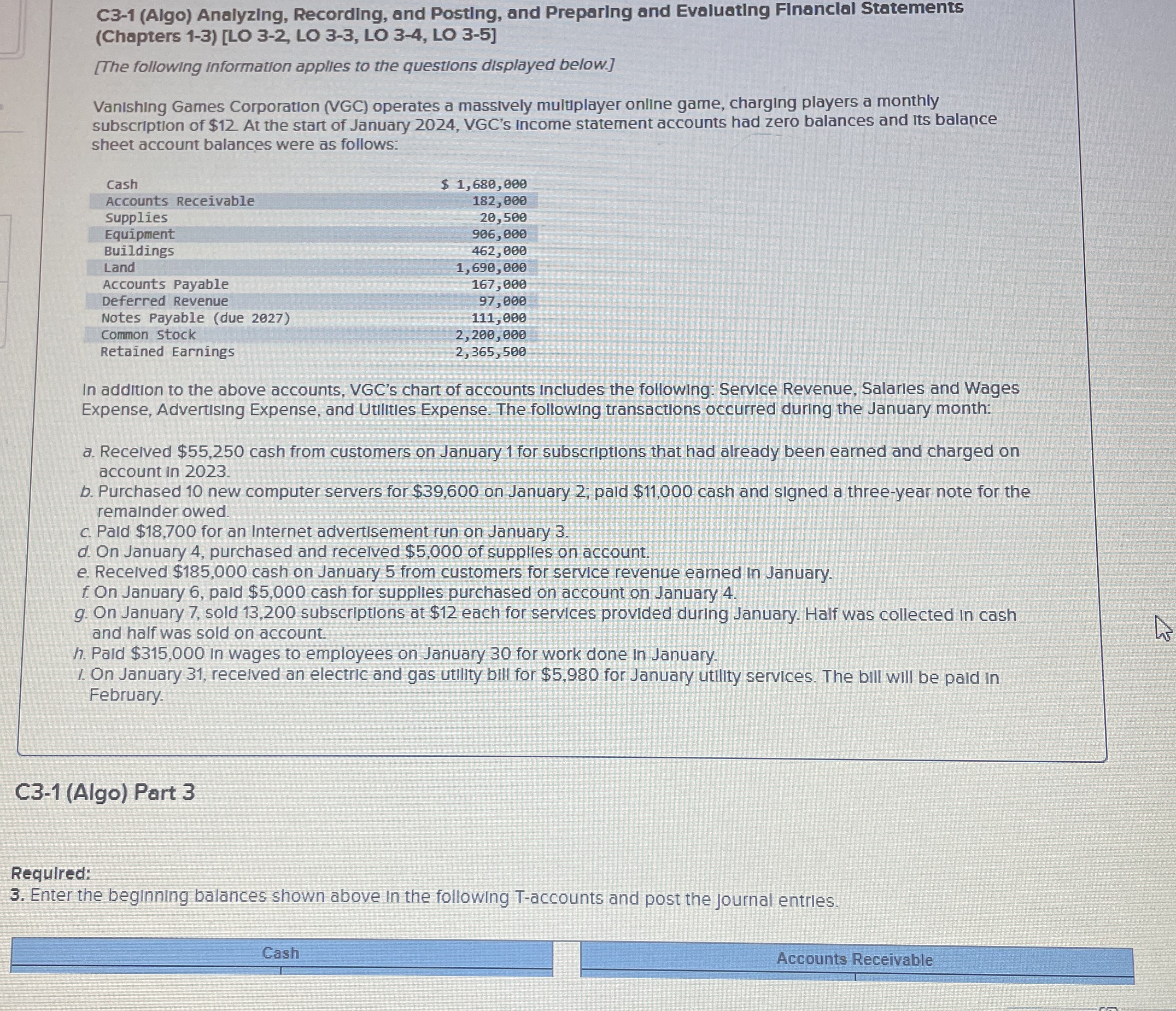  C3-1(Algo) Analyzing, Recording, and Posting, and Preparing and Evaluating FInanclal Statements