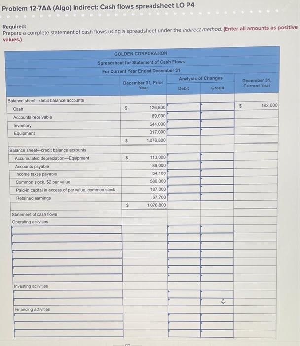 year income statement, comparative balance sheets, and additional information follow. For the