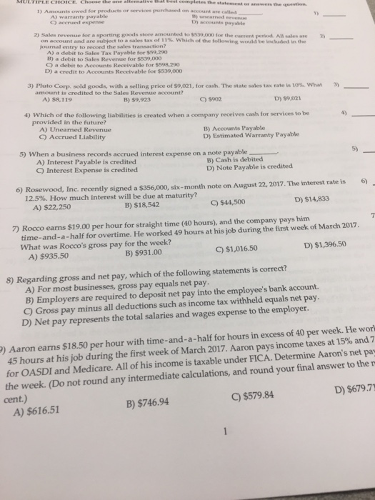  Answer fast please the statement or answers the 1) Amounts owed