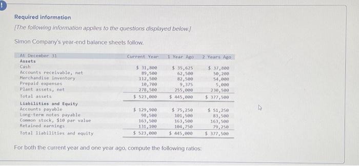  Compute return on total assets for the current year and one
