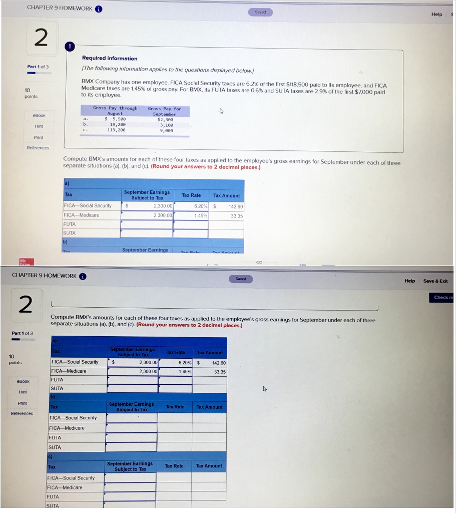 CHAPTER 9 HOMEWORK 6 Help 2 Required information Part 1 of