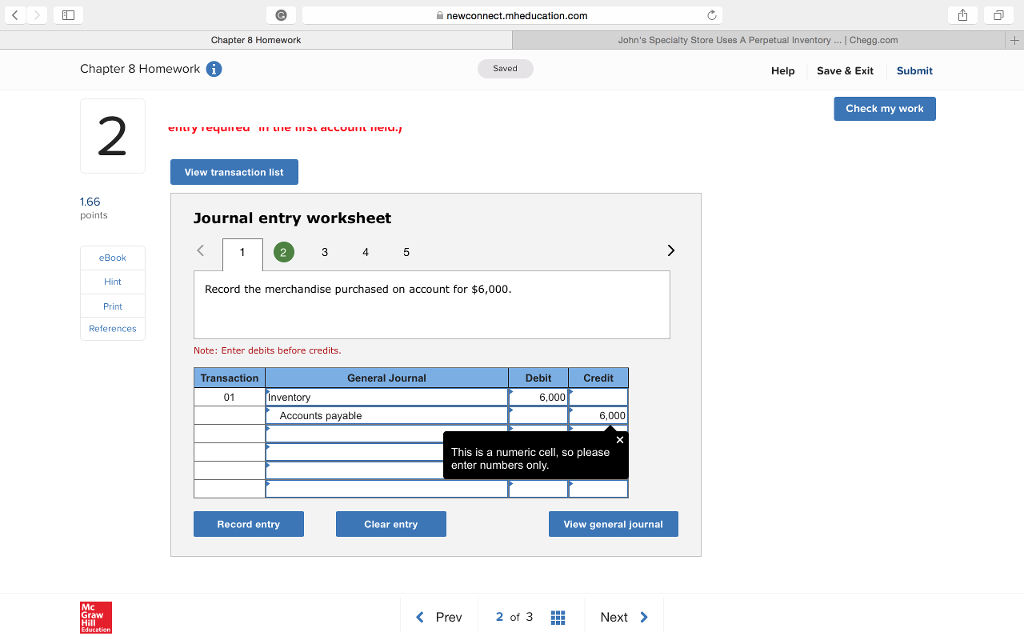 Chapter 8 Homework Saved Help Save & Exit Submit Check my work