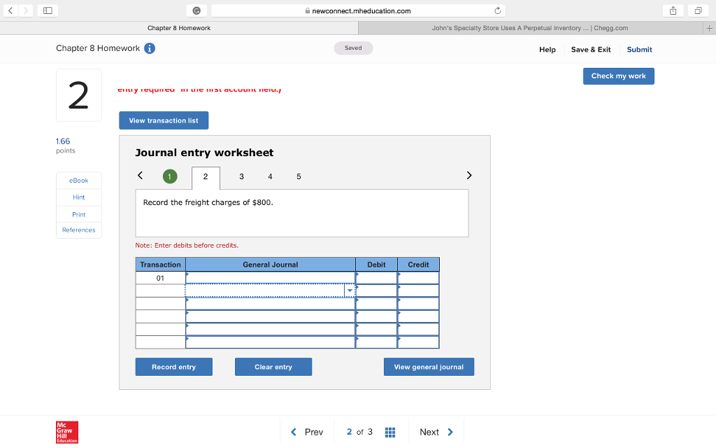 2 John's Specialty Store uses a perpetual inventory system. The following are