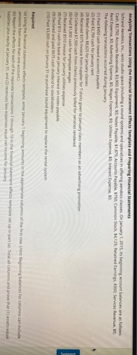  Analyzing Transactions Using the Financial Statement Effects Template and preparing Financial