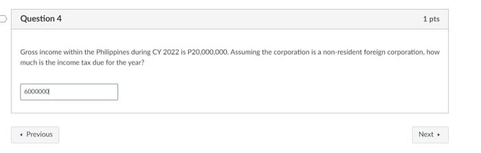2020. Statement Two: A resident foreign corporation shall pay a tax of