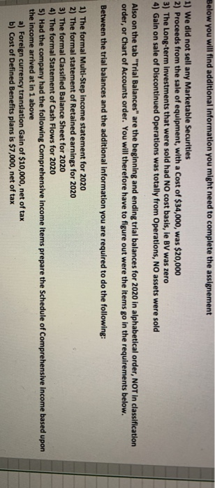  Below you will find additional Information you might need to complete