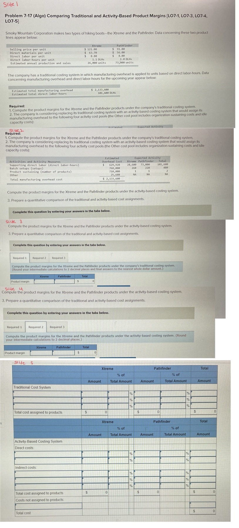  Slide I Problem 7-17(Algo) Comparing Traditional and Activity-Based Product Margins [L07-1,