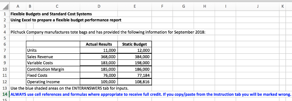 1 2 Flexible Budgets and Standard Cost Systems Using Excel to