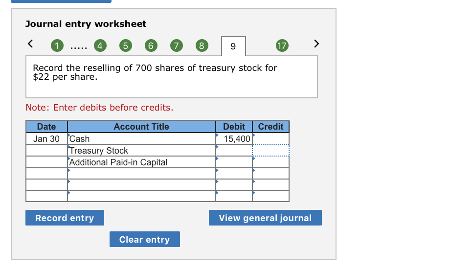  Journal entry worksheet