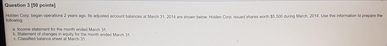 Question 3 [50 points) Holden Corp, began operations 2 years ago.