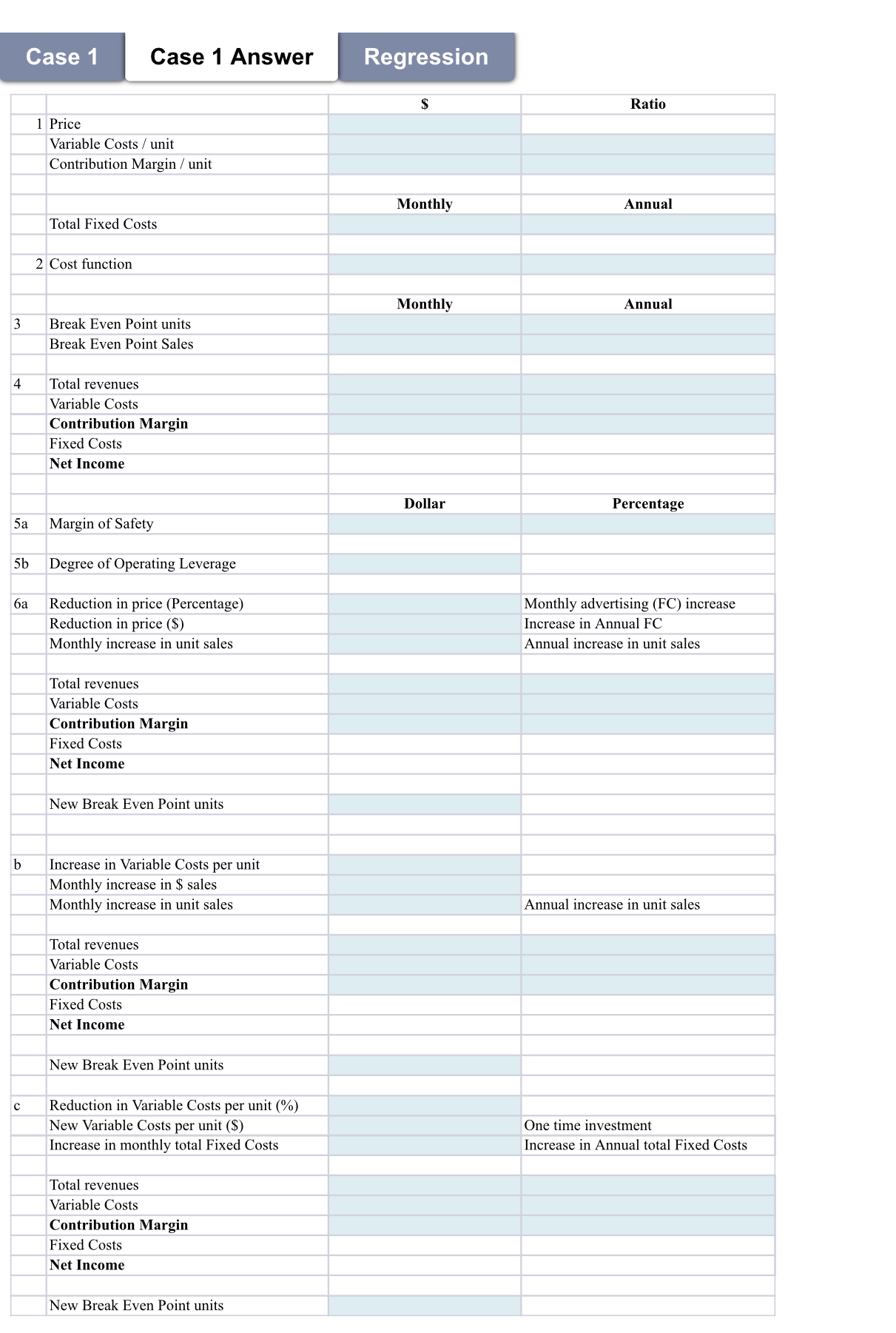 Regression Case 1 Case 1 Answer Regression Case 1 Case 1 Answer