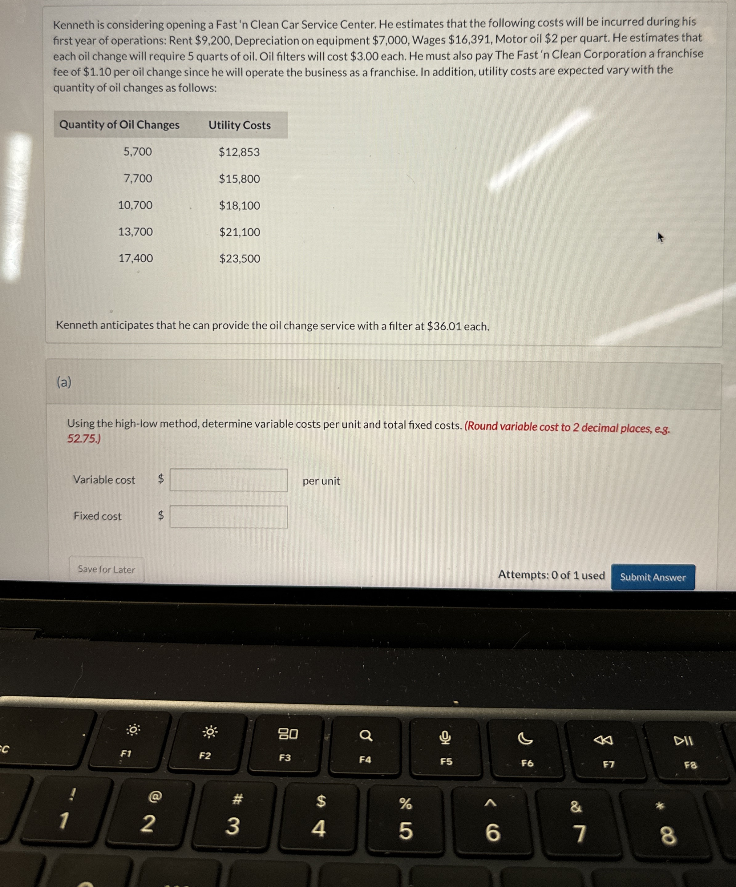  Kenneth is considering opening a Fast 'n Clean Car Service Center.
