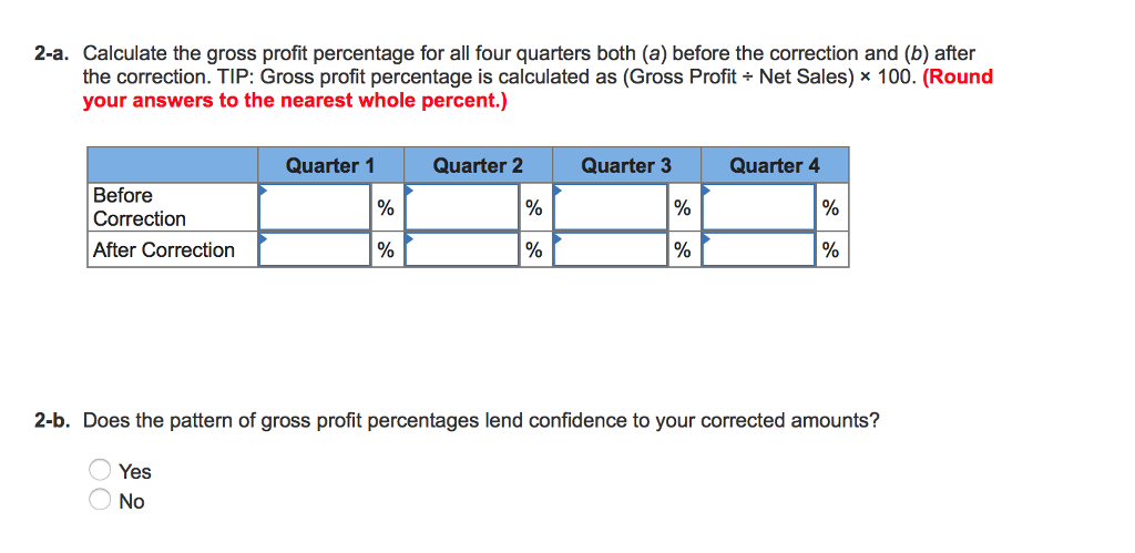 the following summarized amounts: Net Sales Cost of Goods Sold Quarter 1