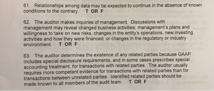  61. Relationships among data may be expected to continue in the