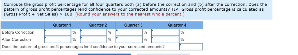 the following summarized amounts Quarter $140,00e 56,000 84,000 Quarter $139,000 Quarter $160,000