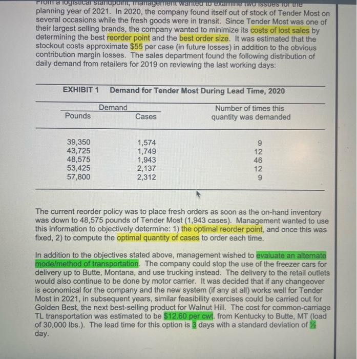 in Exhibit 1 of the case, compute the standard deviation of sales.