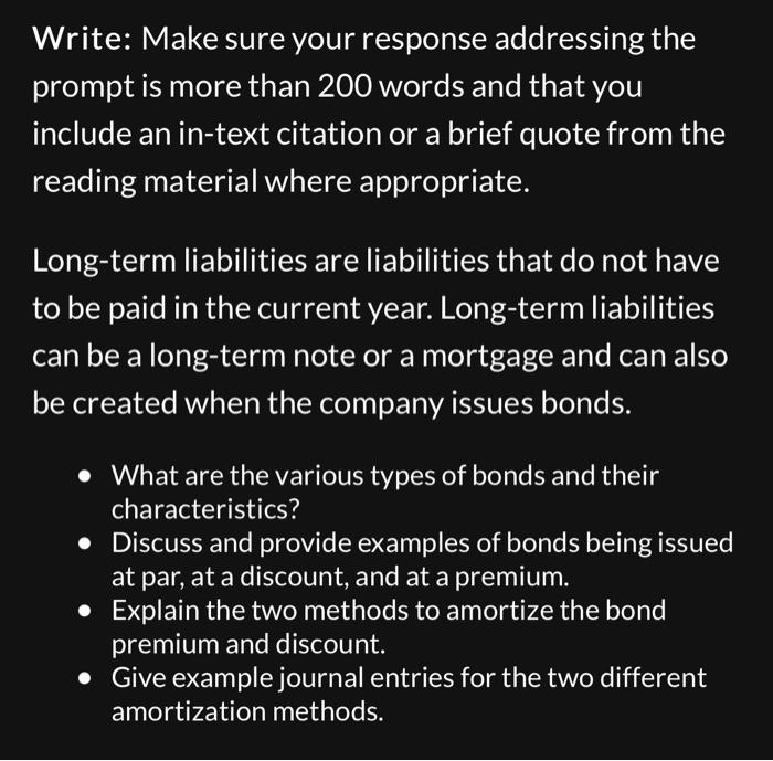  Write: Make sure your response addressing the prompt is more than