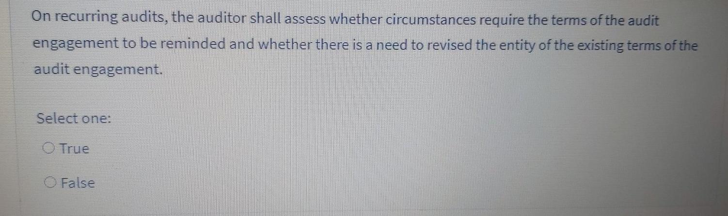 On recurring audits, the auditor shall assess whether circumstances require the