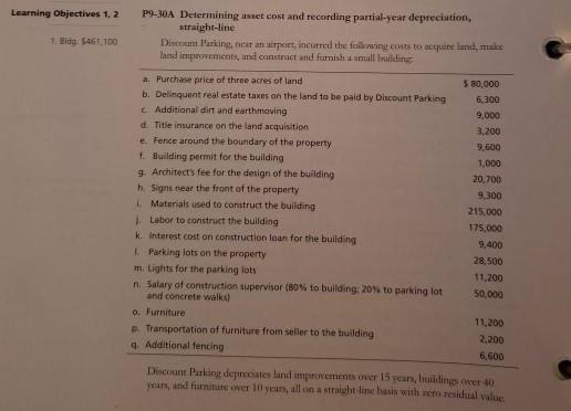  Answer requirements 1 and 2 Learning Objectives 1, 2 P9-30A Determining
