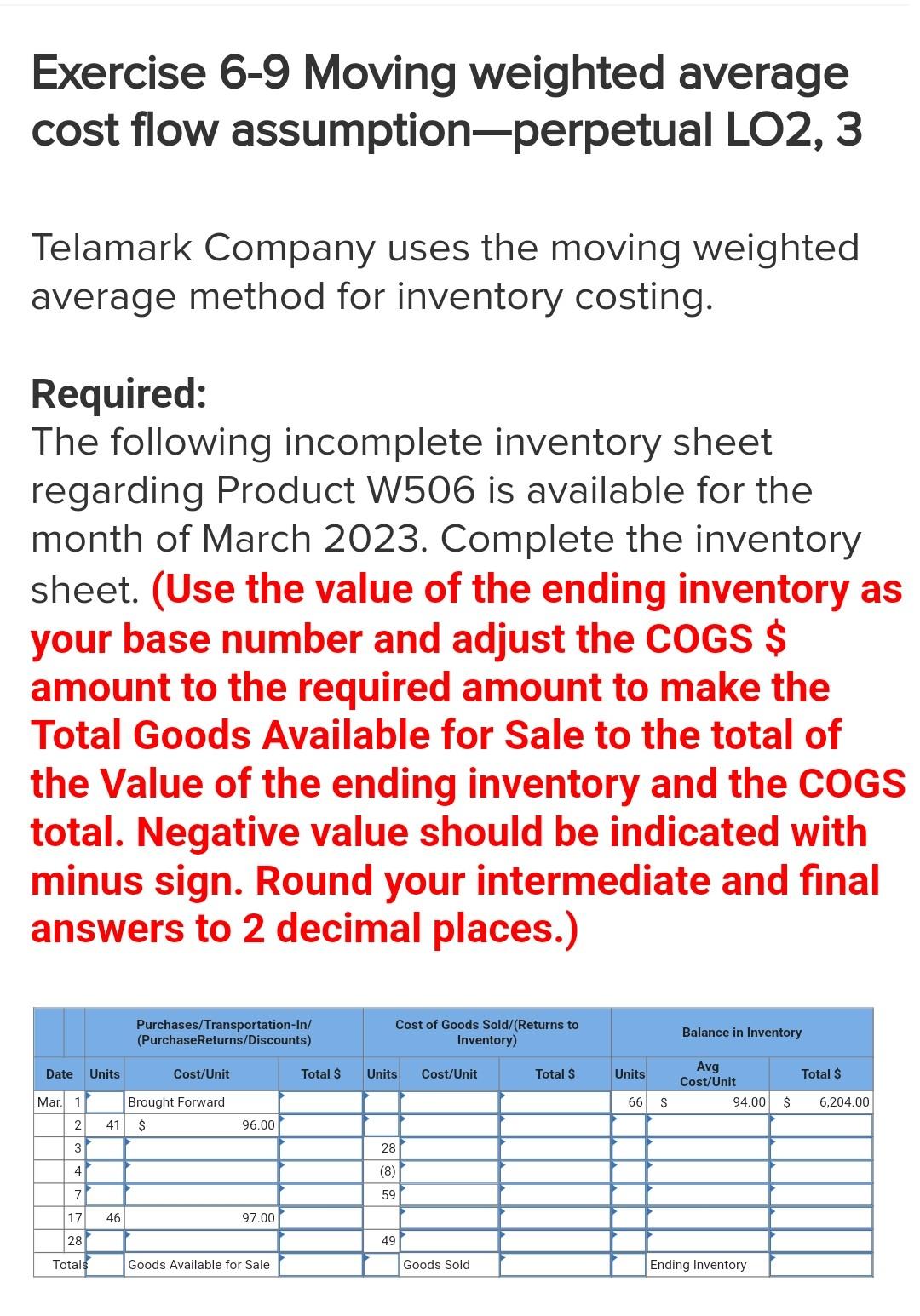 This one question Solves this question by making tables. Exercise 6-9