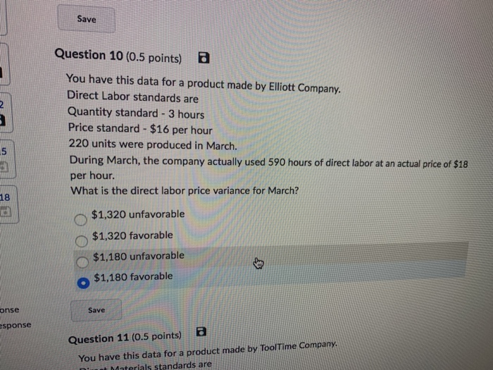  Save Question 10 (0.5 points) B You have this data for