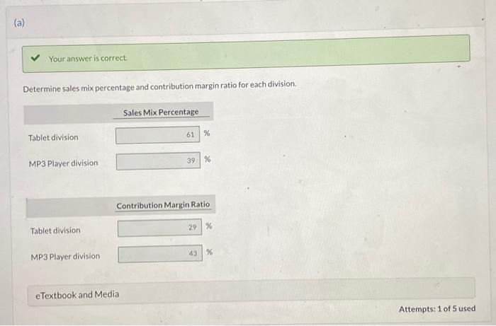 players. The business is divided into two divisions along product lines. CVP