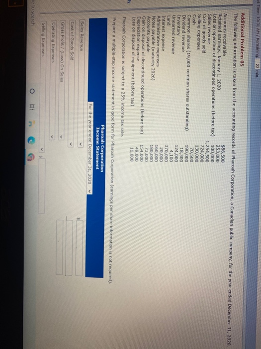  at Time: 10:31 AM / Remaining 23 min. Additional Problem 05