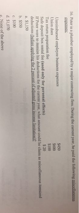  16. Peter is a plumber employed by a major contracting firm.