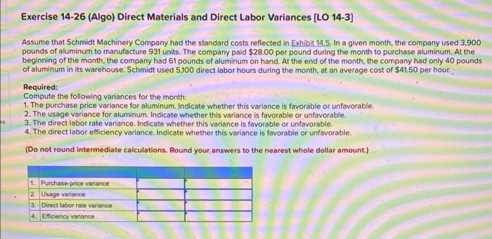  i need help with this problem please standard cost sheet Exercise