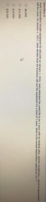  i need the final answer Question 4 Janis Corporation bought equipment