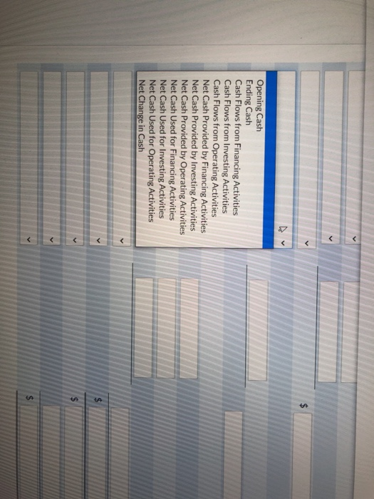 December 31, 2020, using the indirect method. (Show amounts that decrease cash