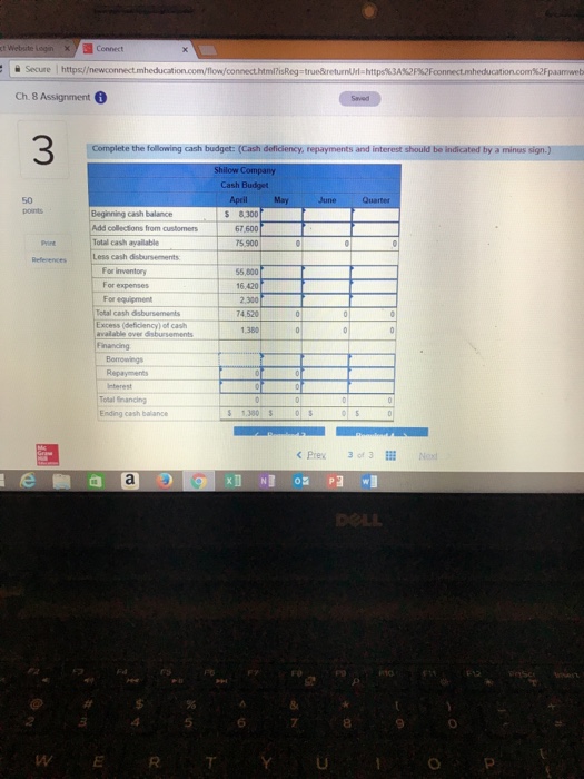 data relate to the operations of Shilow Current assets as of March