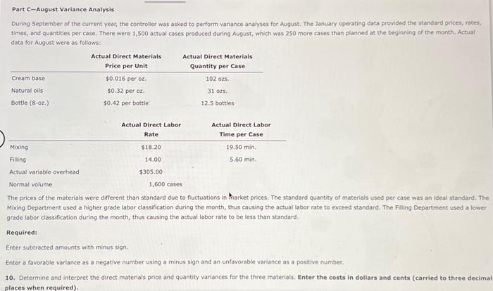 parts when completing this section. are as follows: DIRECT MATERIALS \begin{tabular}{lcccc} \hline