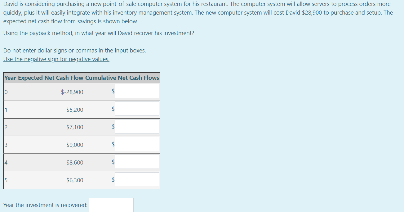  David is considering purchasing a new point-of-sale computer system for his