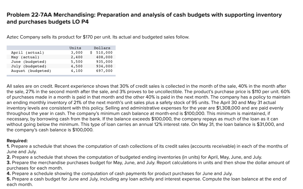  Please provide the answer with the same tables. Thanks! Problem 22-7AA