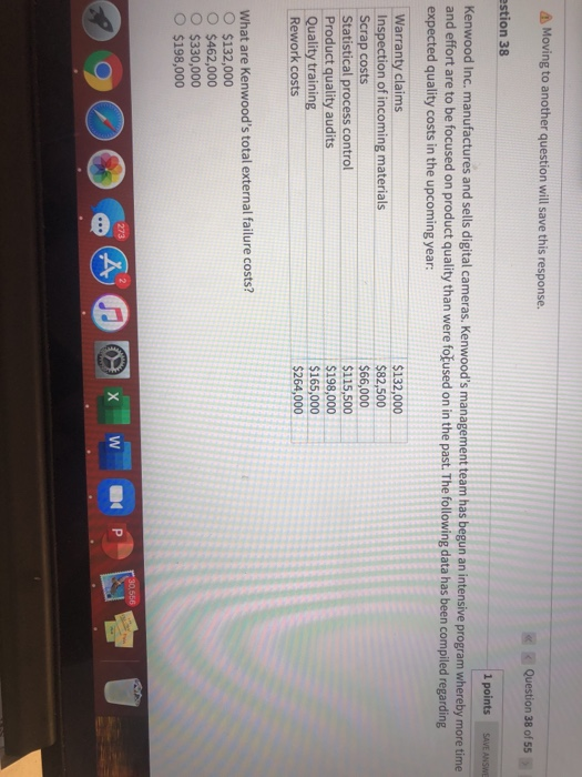  Moving to another question will save this response. Question 38 of