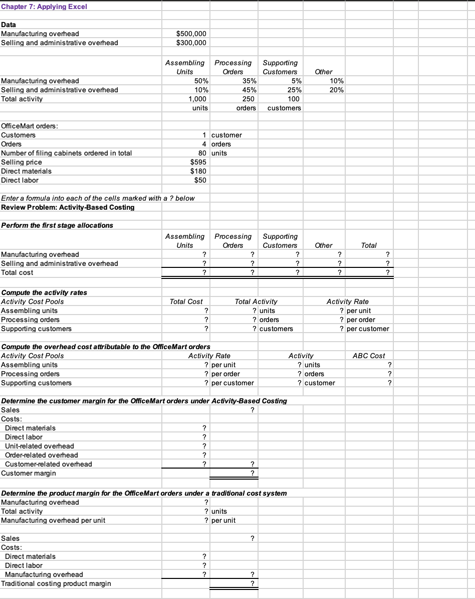 7: (Algo) Applying Excel: Excel Worksheet (Part 1 of 2) Download the