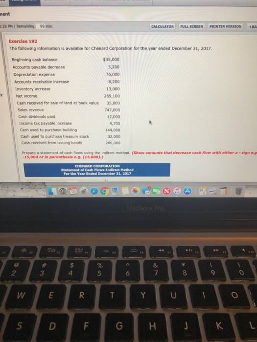  :28 PM/Remaining: 99 min. CALCULATOR FULL SCREEN PRINTER VERSION BA Exercise