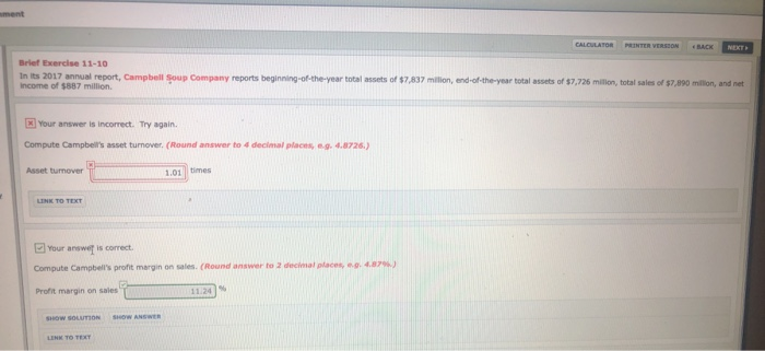  CALCULATOR PUNTER VERSION BACK NEXT Brief Exercise 11-10 In its 2017